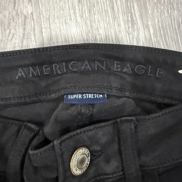 American Eagle Jegging Womens 2 Regular Black Distressed Super Stretch Denim - Picture 3 of 7